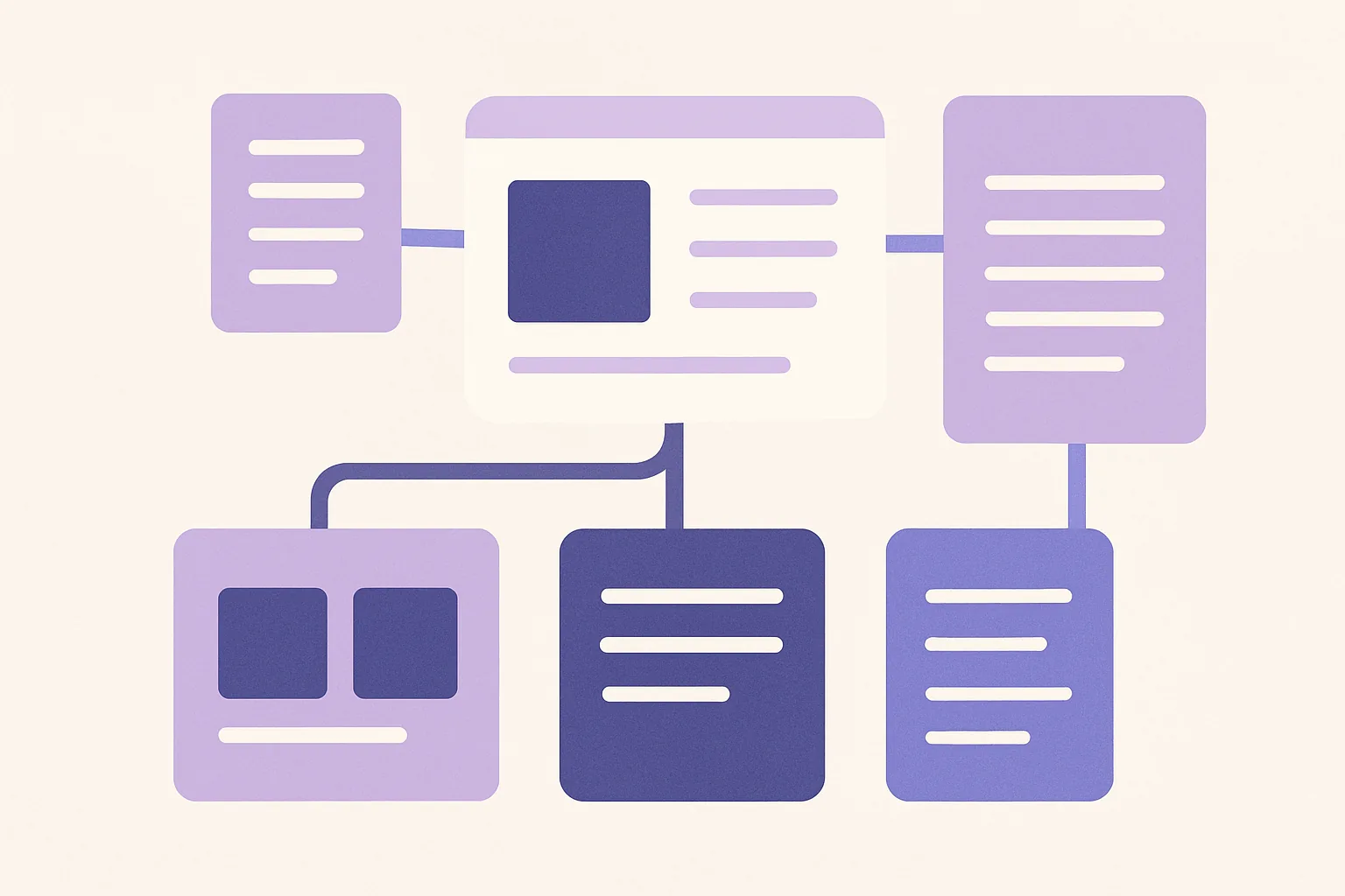 Abstract illustration of a modular document template framework with connected blocks