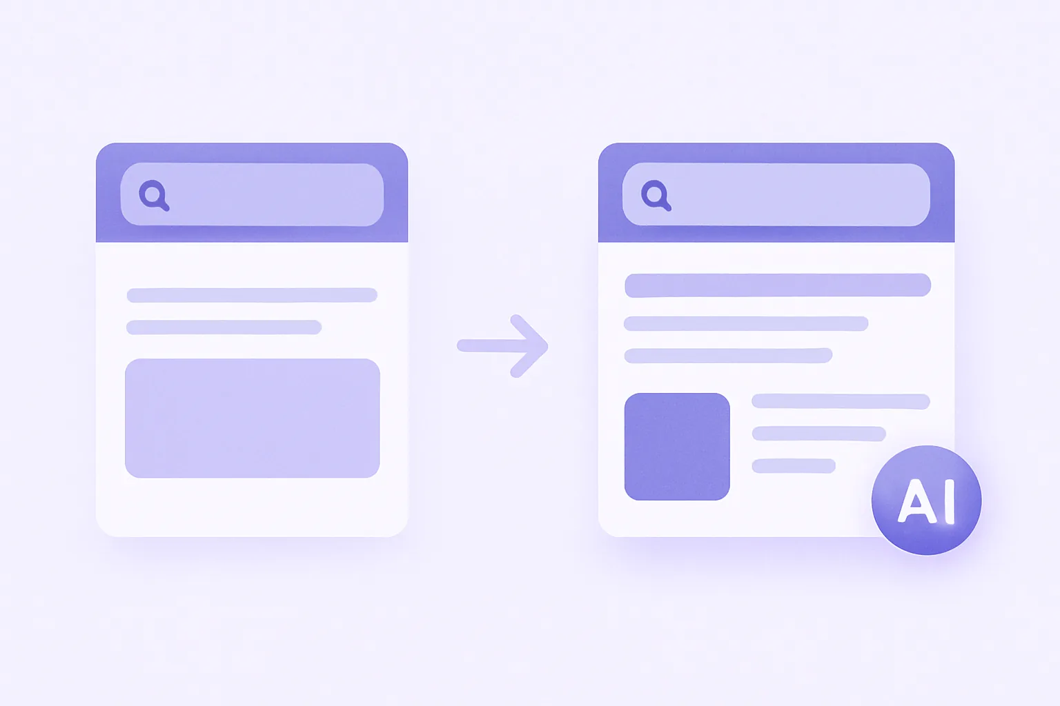 Abstract comparison of a traditional featured snippet versus a Google AI Overview card