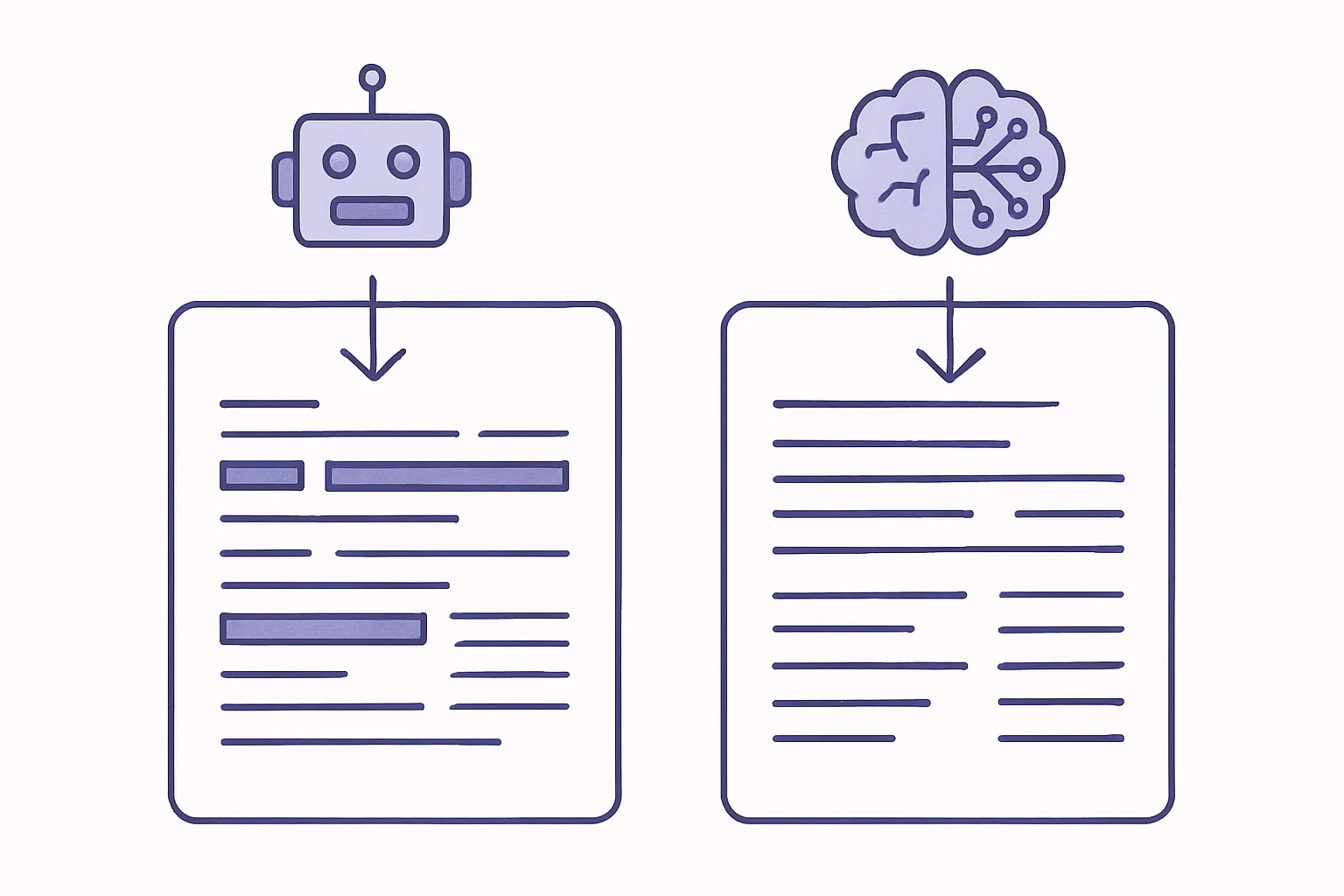 Side-by-side comparison of robots.txt and llms.txt file structures