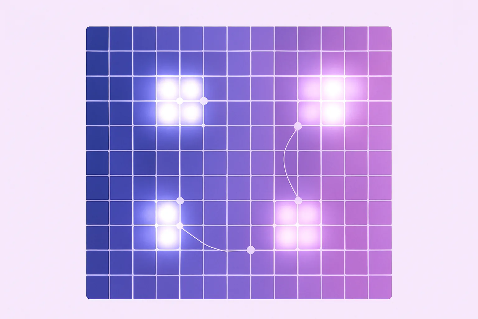 Heatmap grid highlighting clusters of near-duplicate programmatic pages by similarity score