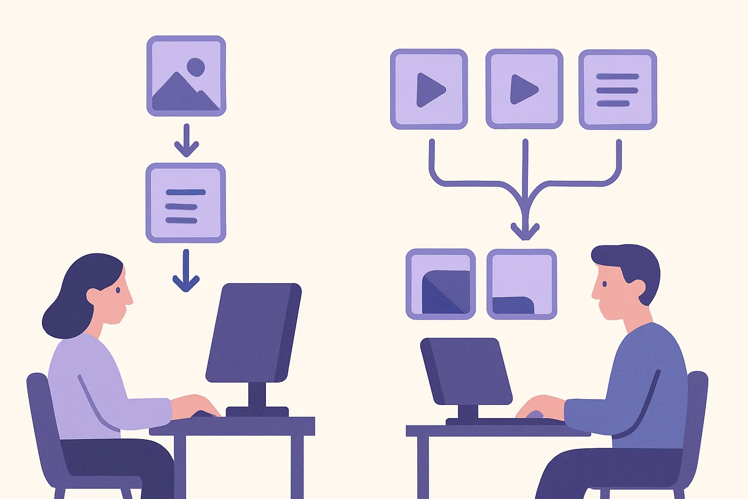 Before-and-after content pipeline showing bottlenecks versus optimized parallel workflow