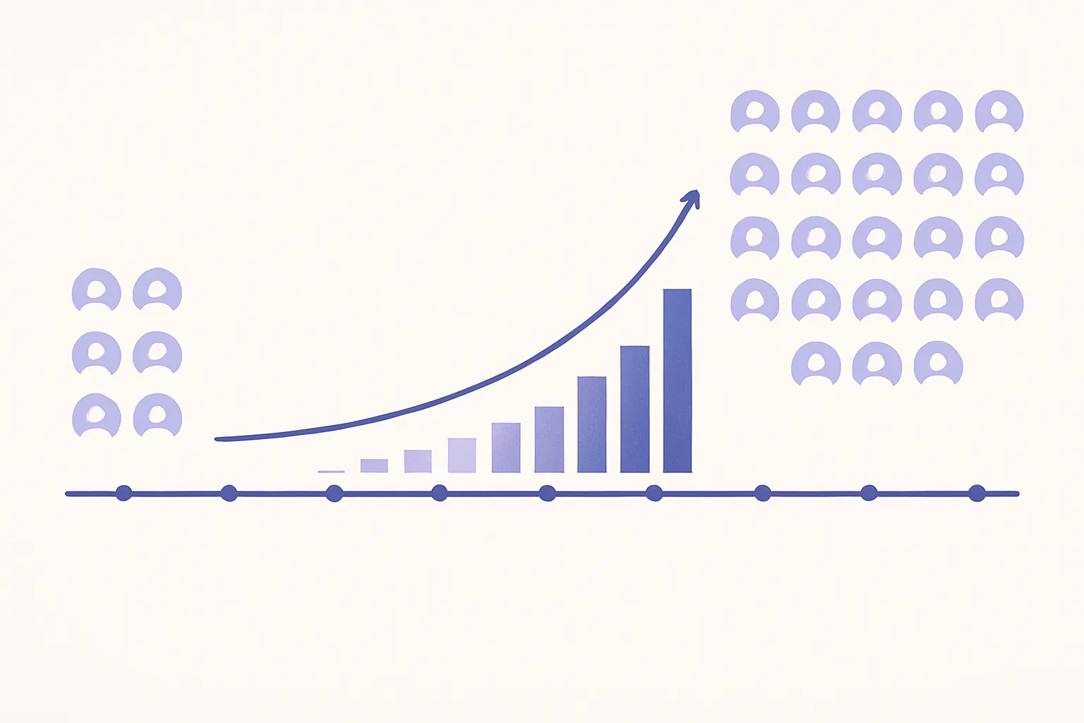 12-month agency scaling timeline showing growth from 12 to 35 clients with content milestones